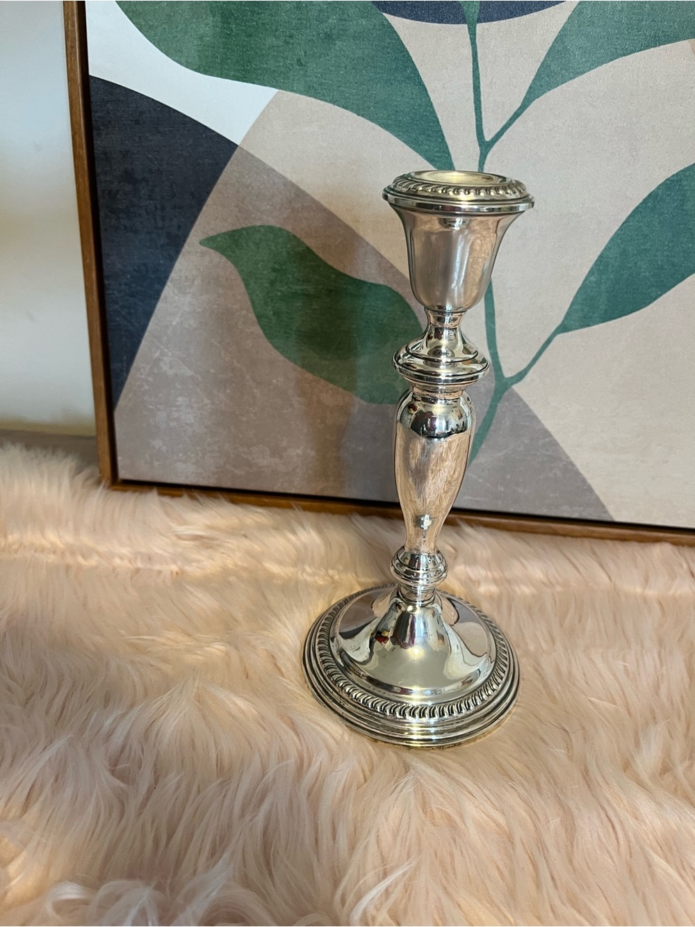 Antique EMPIRE Sterling Silver Weighted Candlestick #40